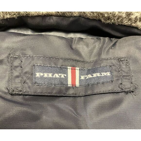 Men's‎ Phat Farm XL Black Jacket With Fur Lining Nylon Comber Jacket - Picture 14 of 14